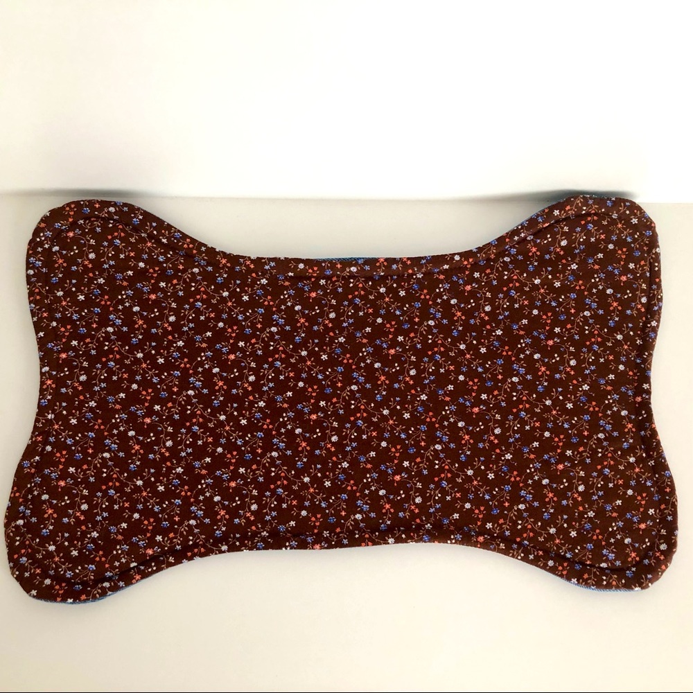 3/$30 New Puppy Placemat Dog Bone Food Mat Reversible Denim and Floral Handmade